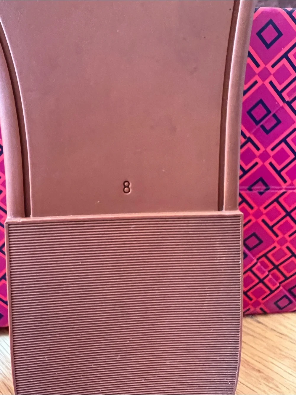 Tory Burch Tan Miele & Gold Leather Double T Sport Slide Sandals